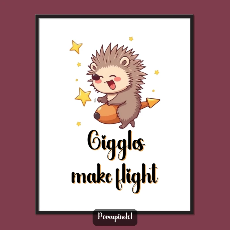 Funny Porcupine Shooting Star Poster: Hilarious wall art for an adventurous space