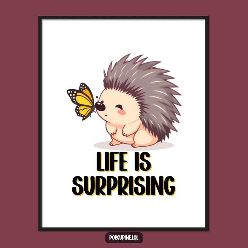 Funny Porcupine Surprise Poster: Humorous Art for Unexpected Decor!