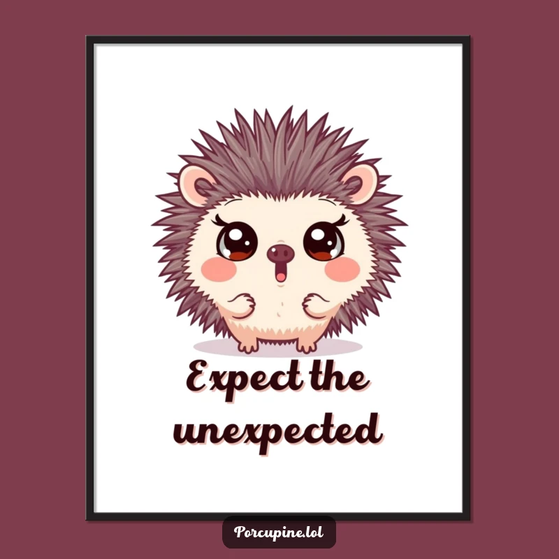 Funny Surprised Porcupine Poster: Wide Eyes Bring Hilarious Shock to Walls