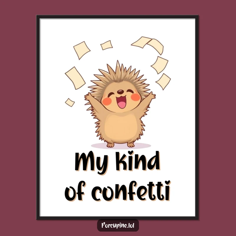 Vibrant Funny Porcupine Paper Toss Poster: Decorate Your Space with Hilarious Energy