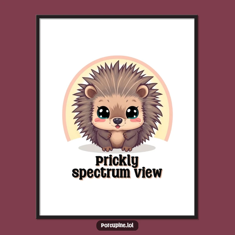 Funny Porcupine Rainbow Poster: Wide-Eyed Wonder Art for a Hilarious Gift