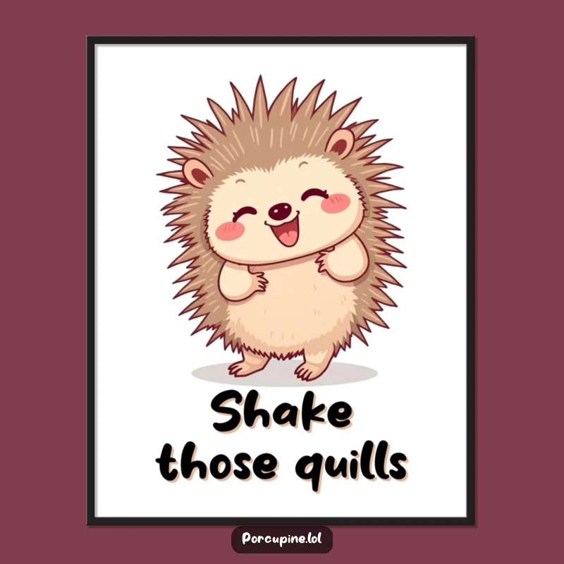 Funny Dancing Porcupine Poster: Wiggling Quills Bring Joyful Energy to Walls