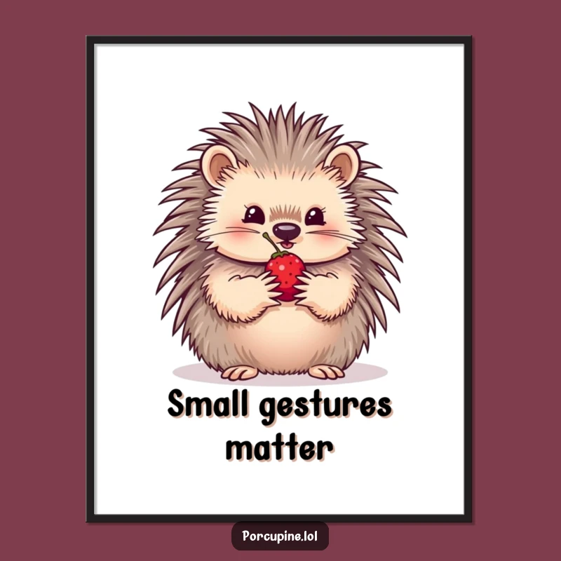 Funny Generous Porcupine Poster: Heartwarming Art for Walls That Care