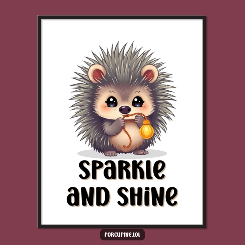 Funny Porcupine String Batting Poster - Playful Wall Art for Instant Cheer