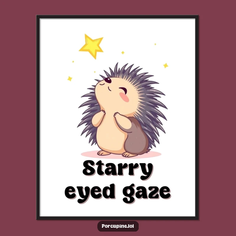 Funny Wondering Porcupine Poster: Magical Art for Dreamy Walls Gift