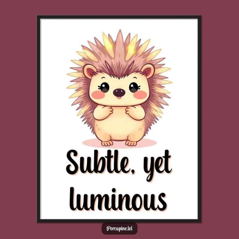 Funny Glowing Porcupine Poster - Enchanting Wall Art with a Humorous Glow