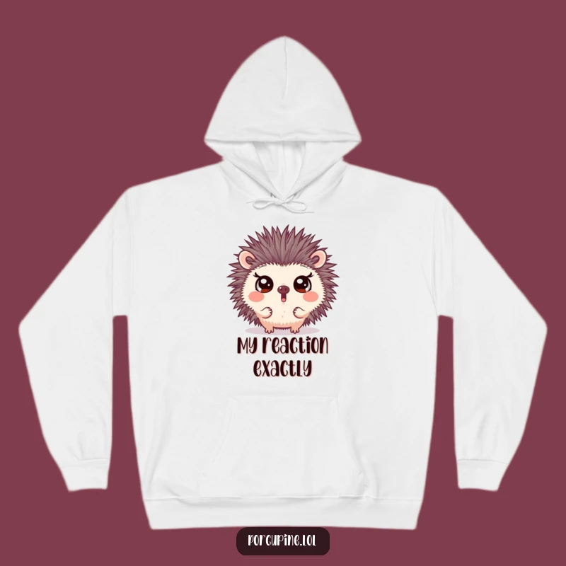 Cozy Funny Surprised Porcupine Hoodie: Wide Eyes for Warmth and Humorous Shock