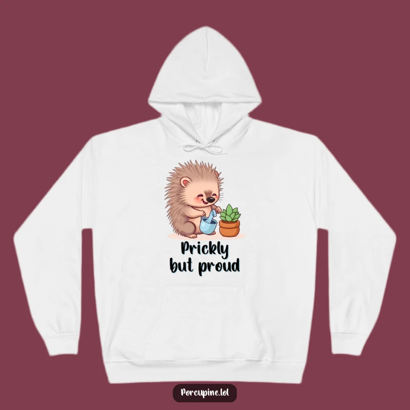 Funny Porcupine Hoodie - Cozy Porcupine Watering Succulent, The Perfect Funny Gift