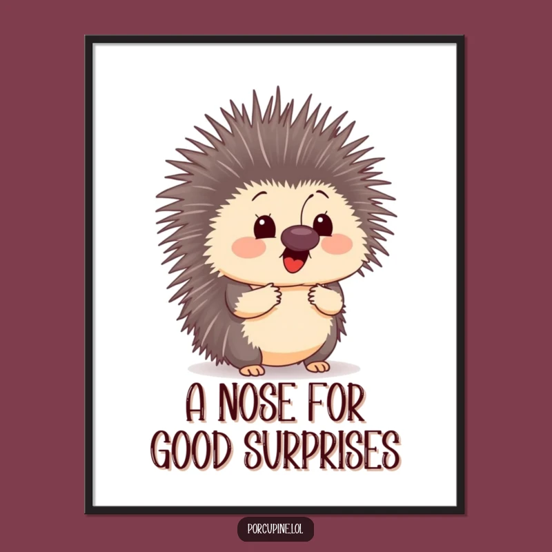 Funny Free Printable Wall Art: Surprised Porcupine & Butterfly - Whimsical Download Decor