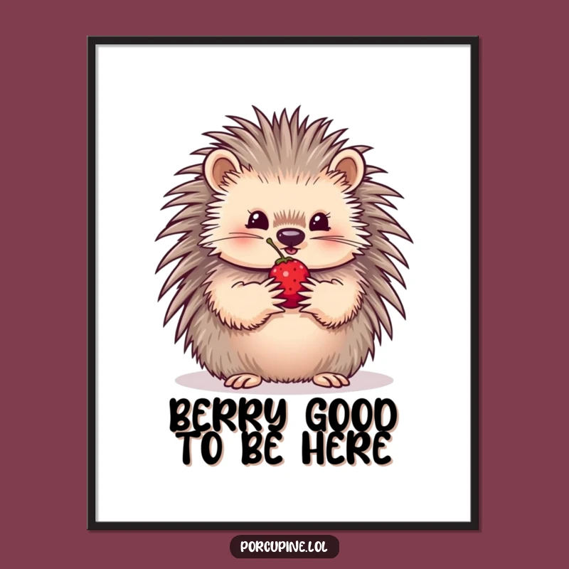 Free Printable Wall Art: Porcupine's Berry Offering, Gentle Downloadable Decor!