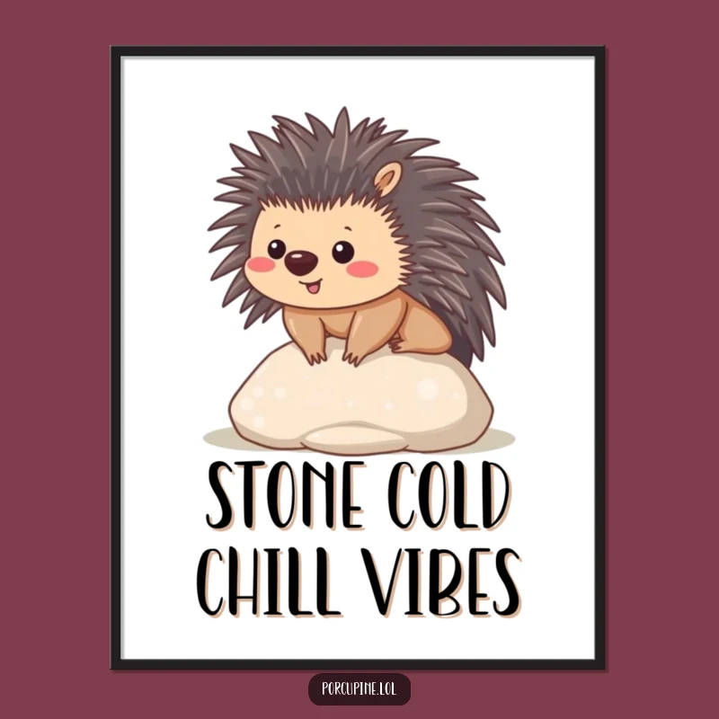 Funny Free Printable Wall Art: Content Kawaii Porcupine Art