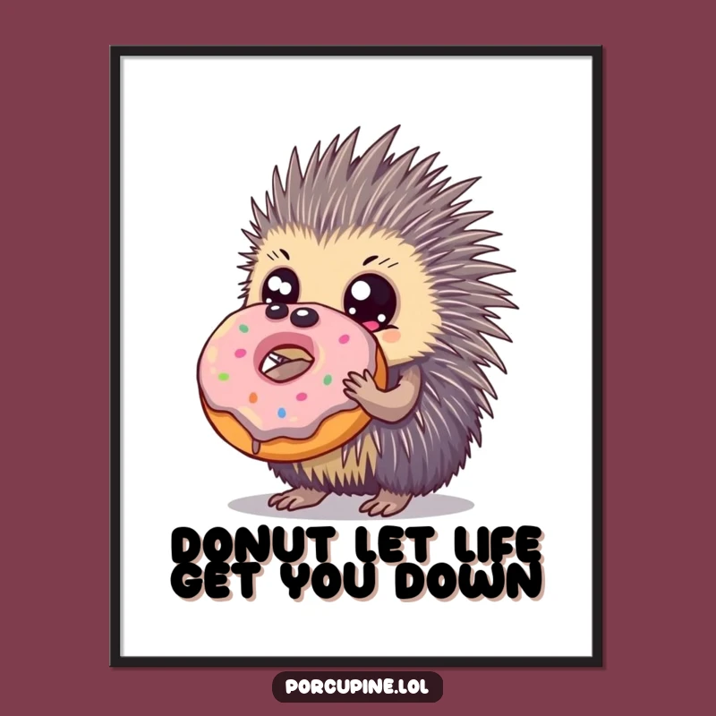 Funny Free Printable Wall Art: Donut Porcupine - Whimsical Decor Download for Foodies!