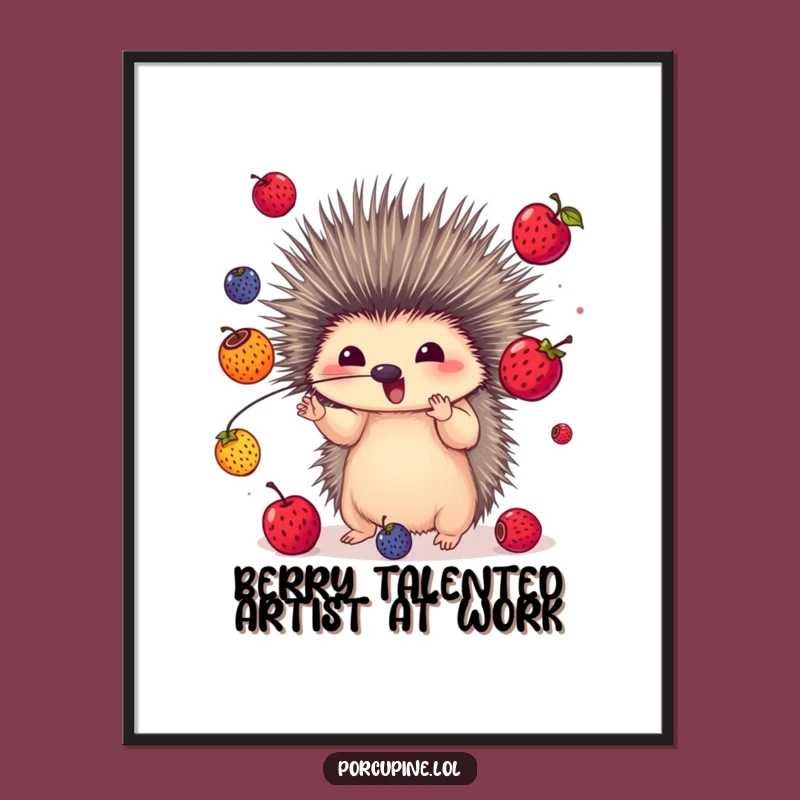 Funny Free Printable Wall Art: Juggling Porcupine, Vibrant Downloadable Decor