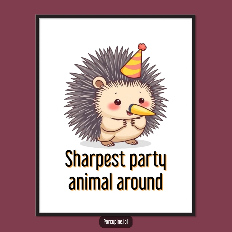 Funny Free Printable Wall Art: Party Porcupine - Festive DIY Decor Downloadable!