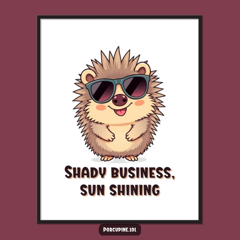 Funny Free Printable Wall Art: Porcupine Sunglasses Vibes - Downloadable Decor