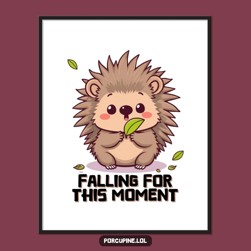 Funny Free Printable Wall Art: Surprised Kawaii Porcupine Art