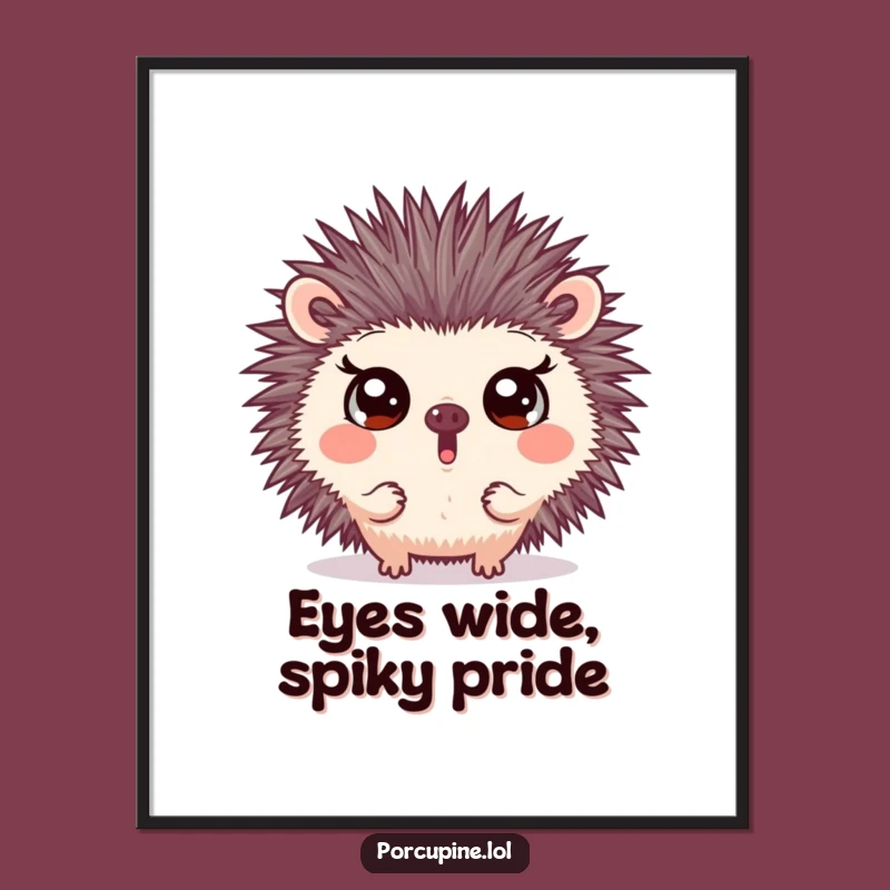 Funny Free Printable Wall Art: Surprised Porcupine, Wide Eyes, Comical Downloadable