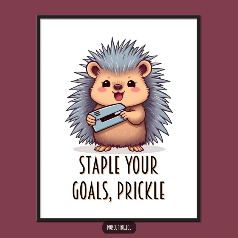 Funny Free Printable Porcupine Stapler Art: Quirky Downloadable DIY Wall Decor