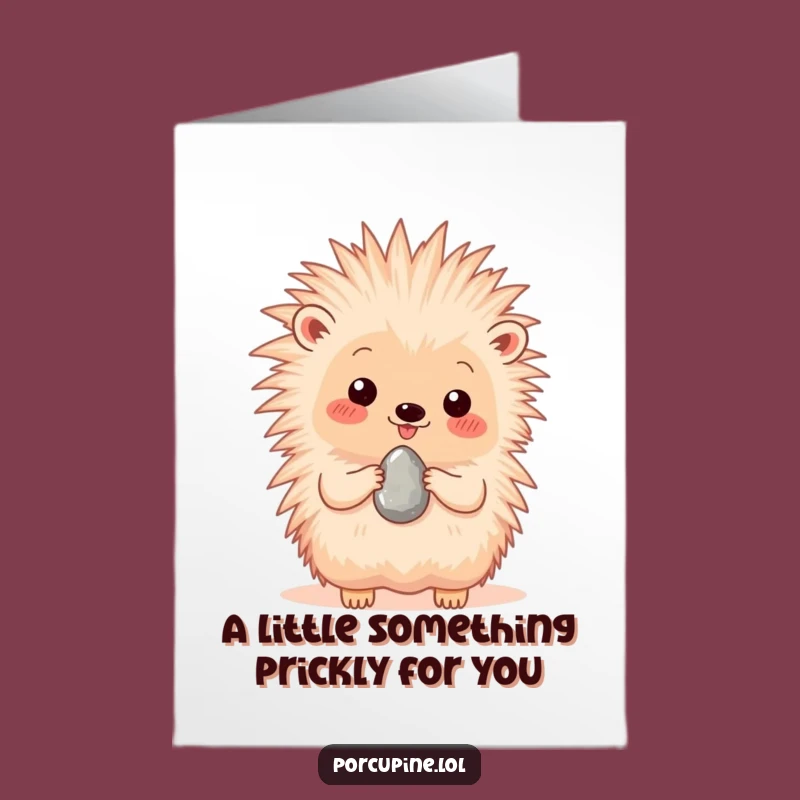 Free Printable Birthday Card: Happy Porcupine's Pebble Gift - Downloadable Fun!
