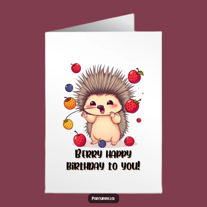 Funny Free Printable Birthday Card: Juggling Porcupine, Festive Downloadable Gift