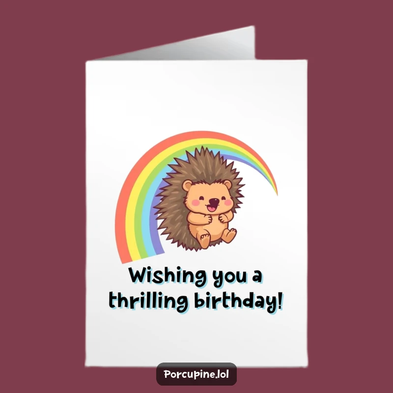 Free Printable Porcupine Birthday Card - Rainbow Slide Downloadable Fun