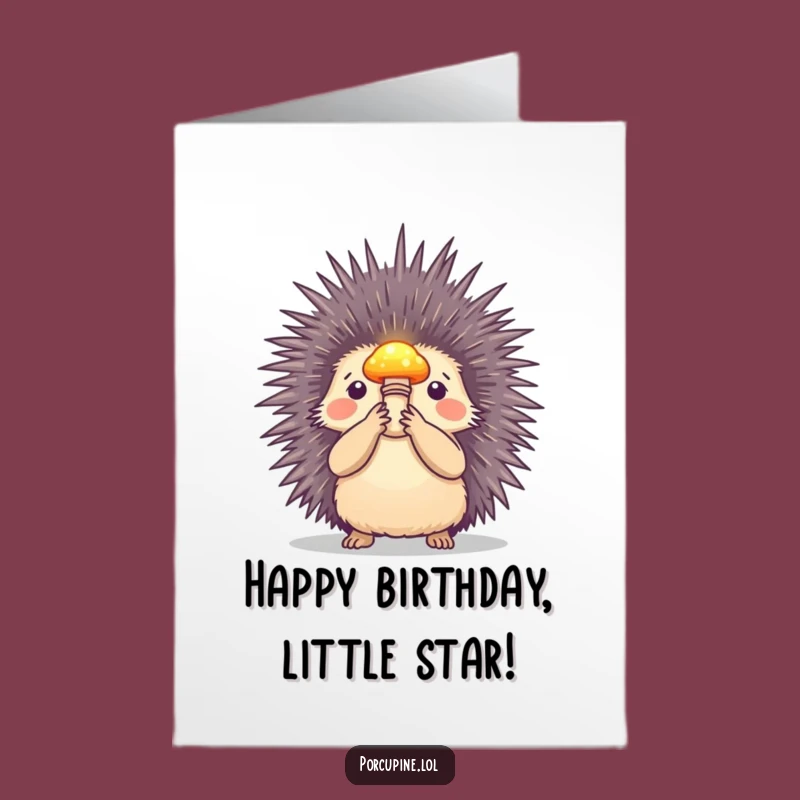 Funny Free Printable Birthday Card: Magical Porcupine, Glowing Downloadable Gift