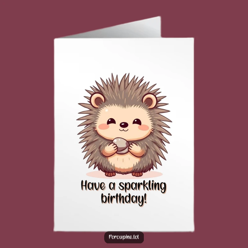 Shyly Sweet Free Printable Birthday Card: Pebble Porcupine, Funny Downloadable Gift