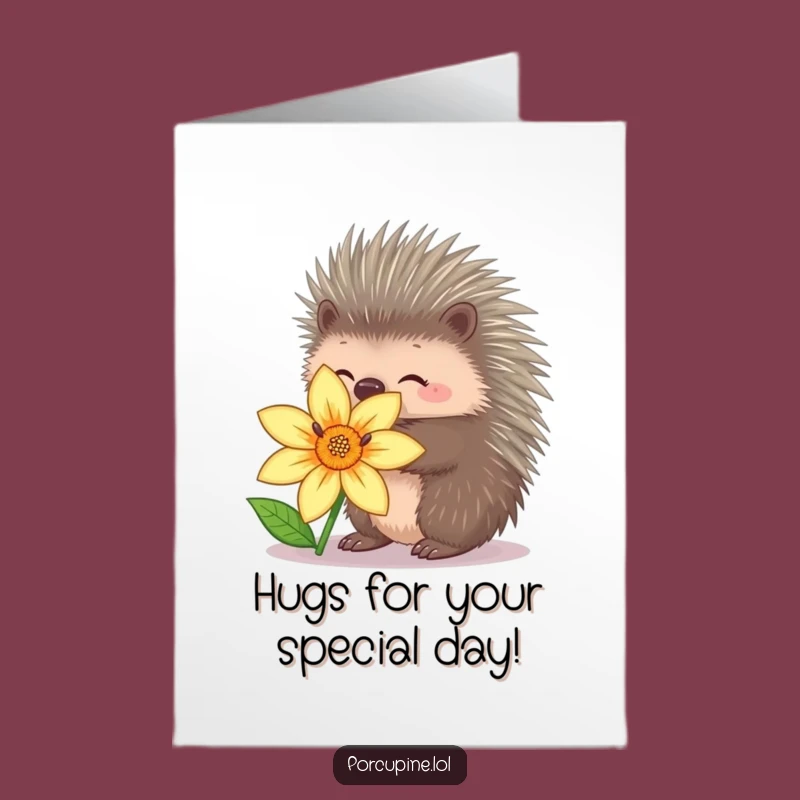 Free Printable Birthday Card: Hugging Porcupine - Sweet & Funny DIY Downloadable!