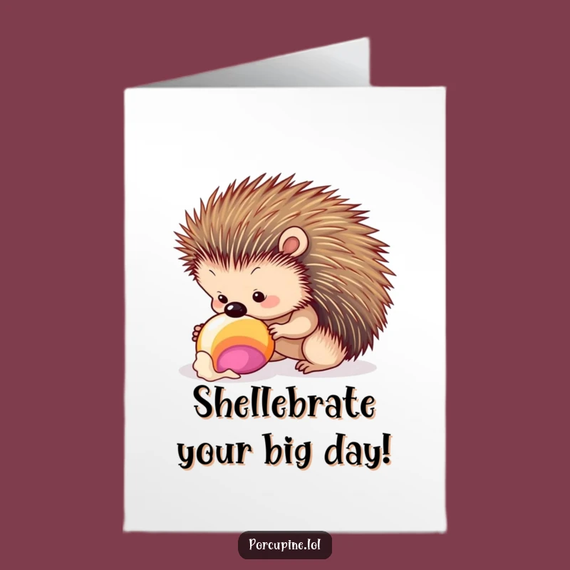 Free Printable Birthday Card: Porcupine Seashell Discovery - Funny Downloadable Gift