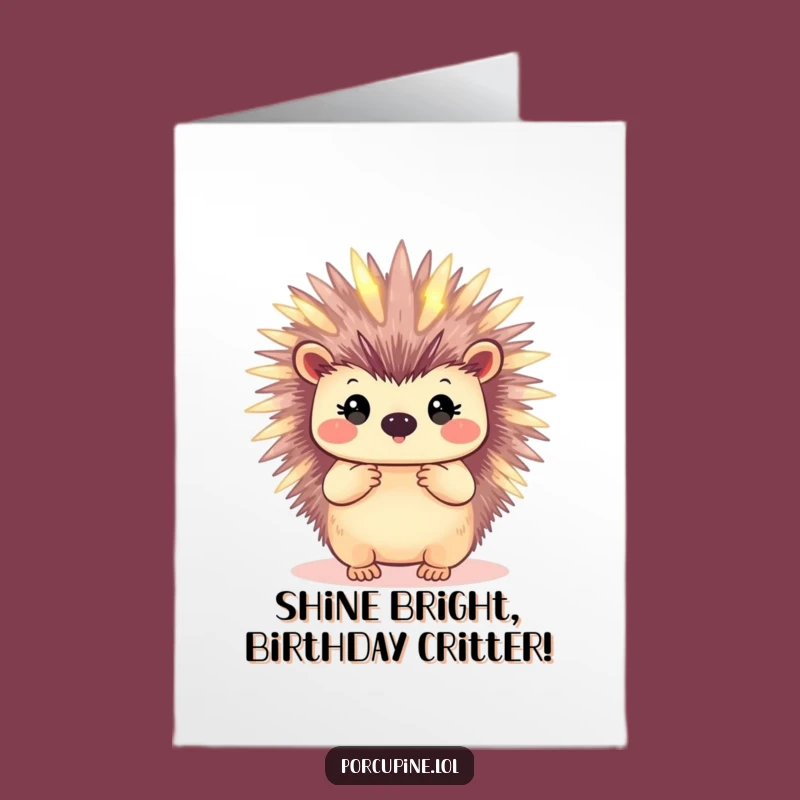 Magical Free Printable Birthday Card: Glowing Porcupine - Enchanting Downloadable Wish