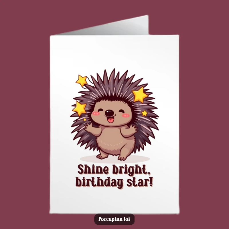 Happy Birthday Free Printable Card: Porcupine Juggles Stars - Magical Downloadable Fun!