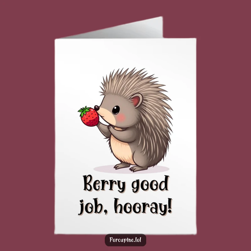 Skillful Free Printable Congrats Card: Berry Porcupine, Hilarious Downloadable Gift