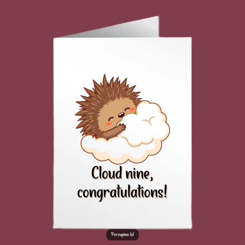 Free Printable Congratulations Card: Cloud Hugging Porcupine - Dreamy Downloadable Success