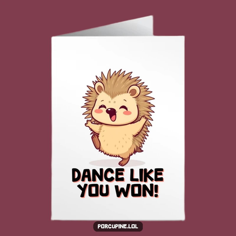 Free Printable Congrats Card: Jubilant Porcupine Dance, Energetic Downloadable Celebration!