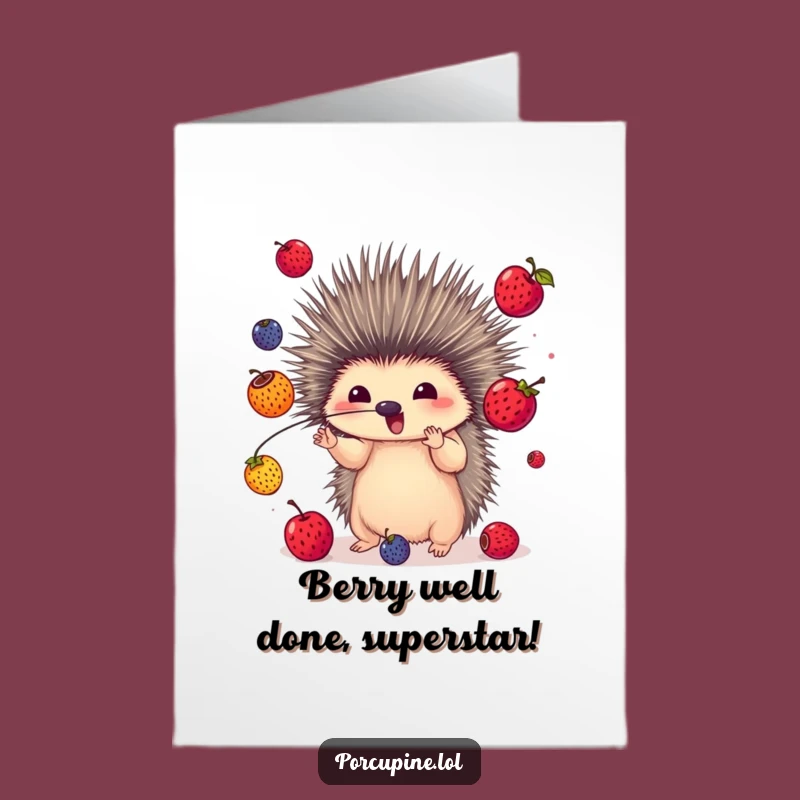 Free Printable Congrats Card: Juggling Porcupine, Skillful Downloadable Cheer