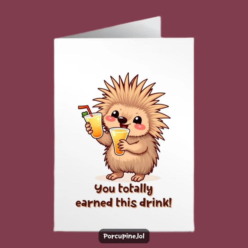 Free Printable Congrats Card: Porcupine Cocktail Toast - Downloadable