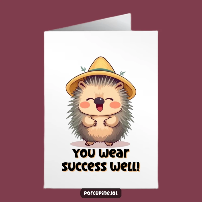 Free Printable Congrats Card: Porcupine's Hat Trick - Celebrate with a Smile!