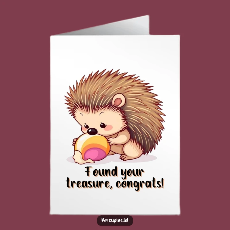 Free Printable Congrats Card: Porcupine Seashell Find - Downloadable