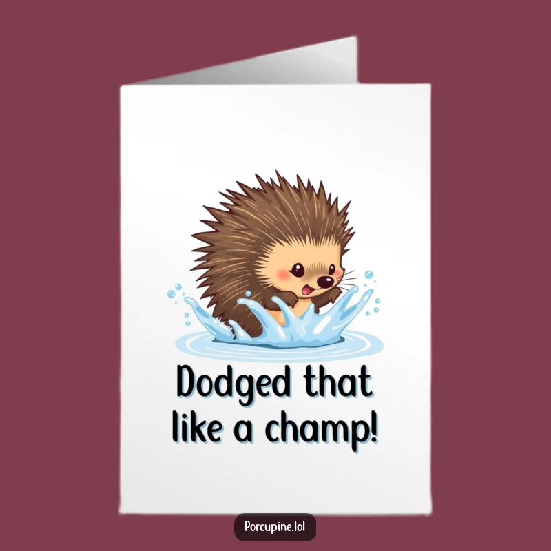 Free Printable Congrats Card: Porcupine Splash Dodge - Downloadable