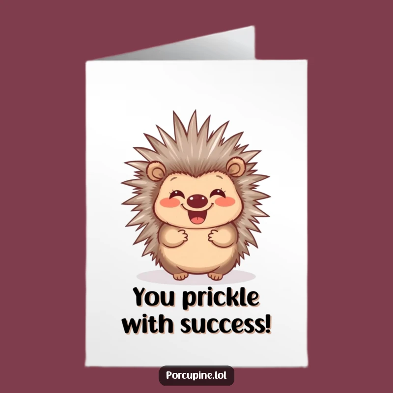 Free Printable Congrats Card: Wiggling Porcupine, Happy Downloadable Gift!