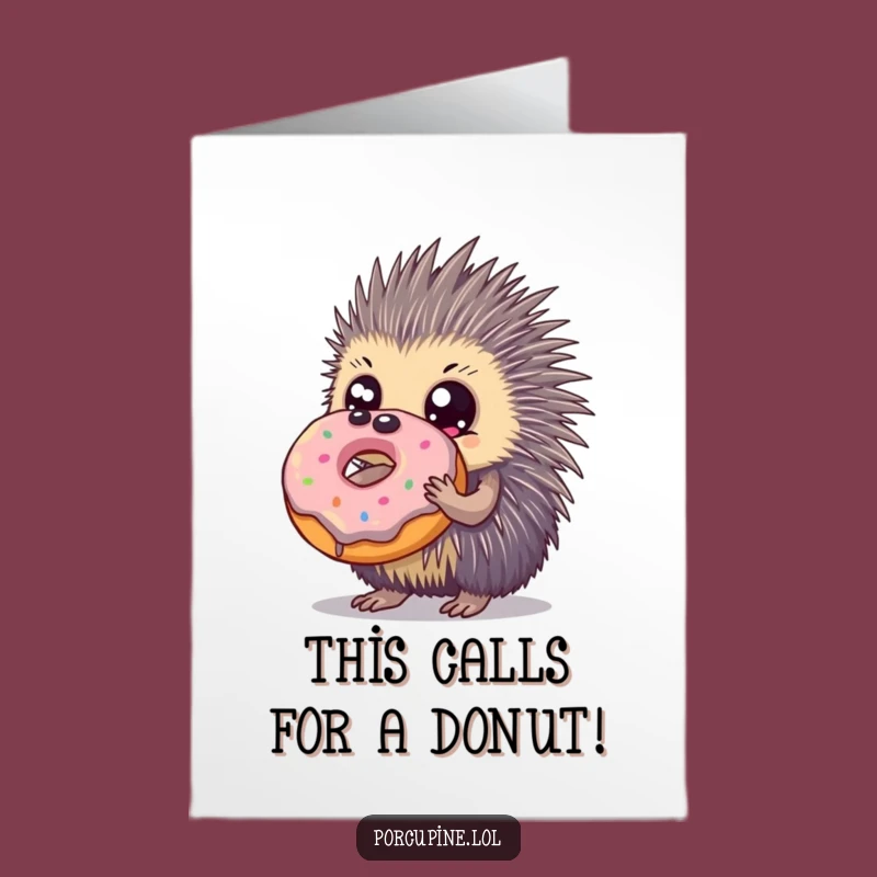 Free Printable Congratulations Card: Donut Porcupine - Sweet Victory, Funny Download!