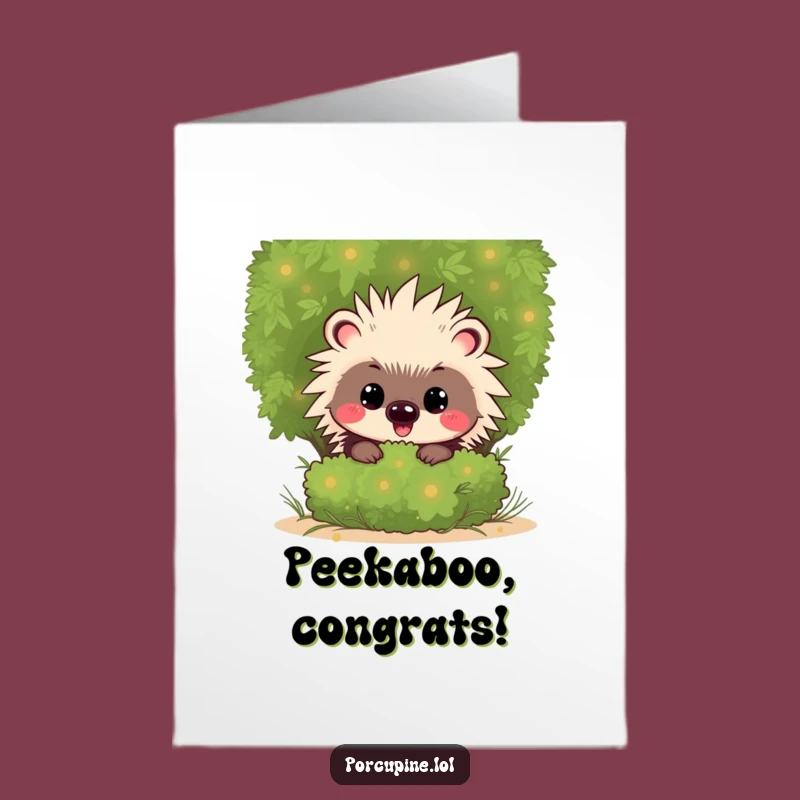 Free Printable Kawaii Porcupine Congrats Card: Mischievous Grin for Cheerful Wins