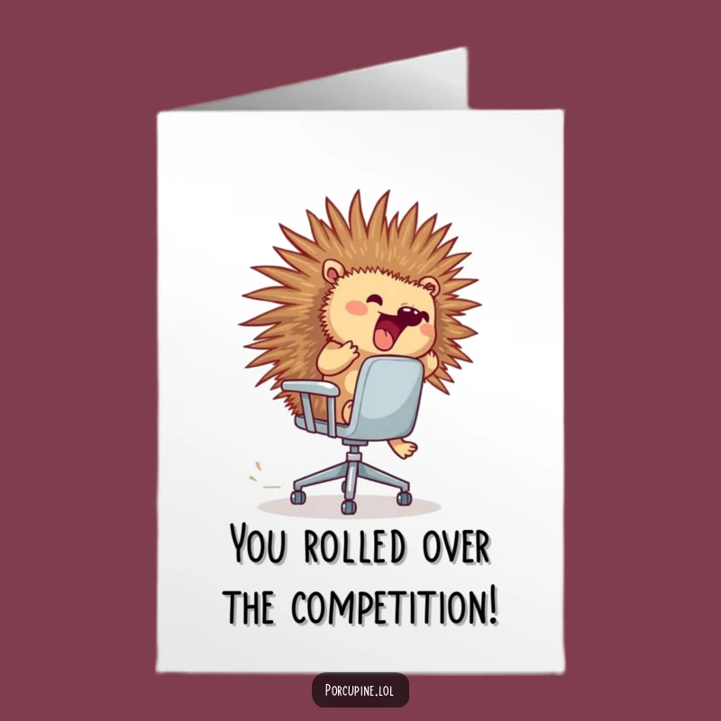 Free Printable Porcupine Congrats Card: Funny Chair Race Downloadable Celebration