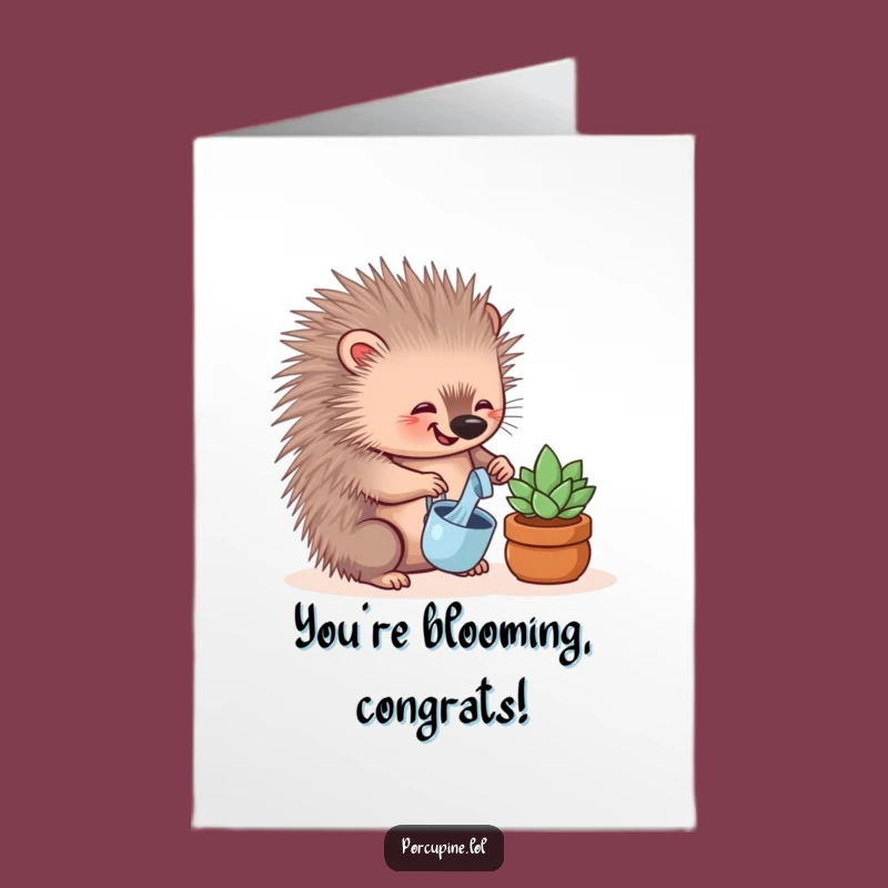 Free Printable Porcupine Succulent Congrats Card: Funny DIY Downloadable for Plant Success