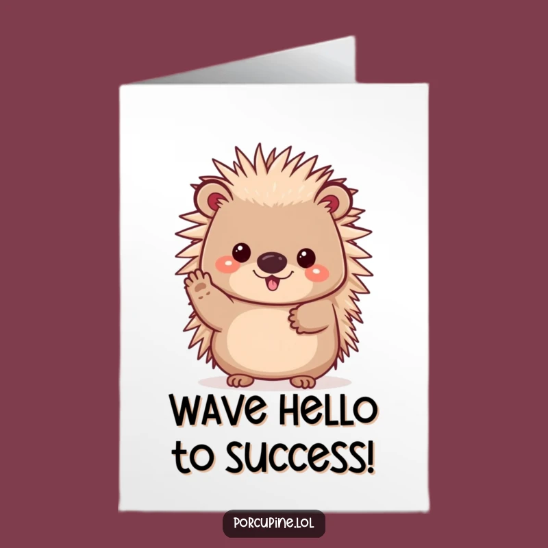 Happy Free Printable Congrats Card: Waving Porcupine Joy