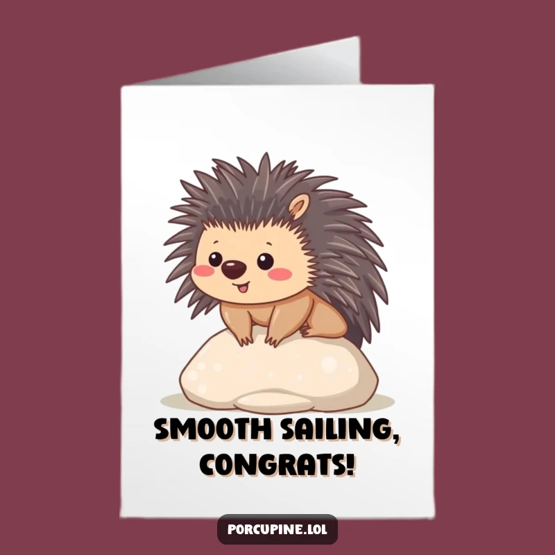 Calm Free Printable Congrats Card: Kawaii Porcupine Stone Serenity