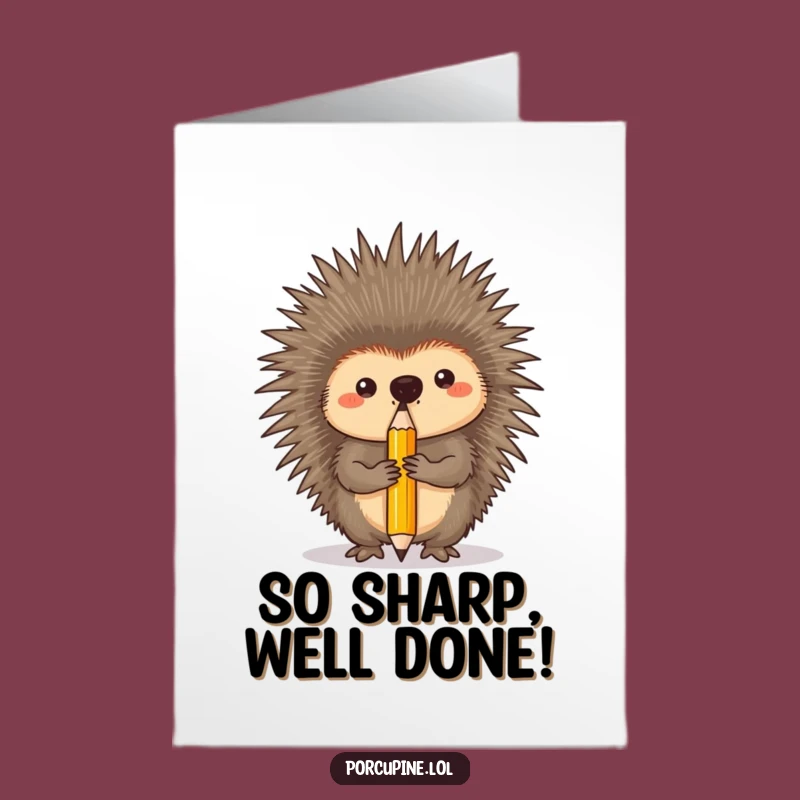 Free Printable Porcupine Pencil Congrats Card: Funny DIY Downloadable for Achievement
