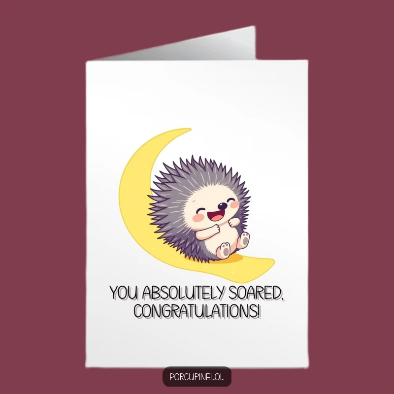 Free Printable Congrats Card: Funny Porcupine Moonbeam - Joyful Downloadable!