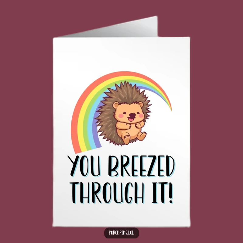Free Printable Porcupine Congrats Card - Rainbow Whoosh Downloadable Art