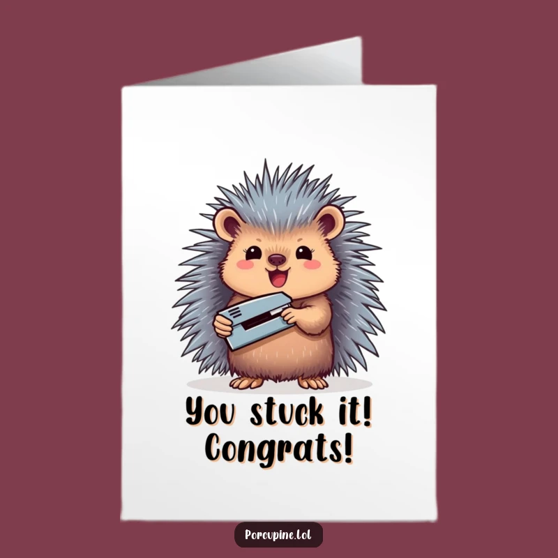 Free Printable Porcupine Stapler Congrats Card: Funny DIY Downloadable for Success